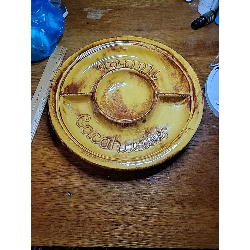 Vintage California Pottery Nachos Cacahuates Dip Bowl MCM
